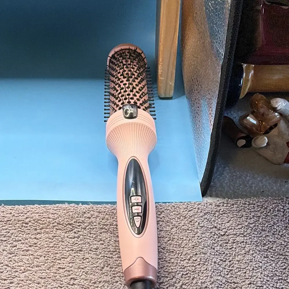 Ionic Straightening Brush w/ Adjustable Heat Settings HD-165 68W Pink . tested !